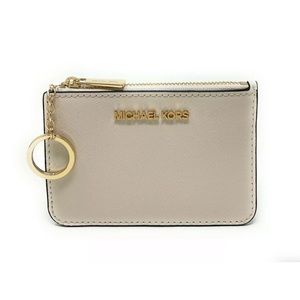 Michael Kors Jet Set Travel Small Leather Top Zip Coin Pouch With ID